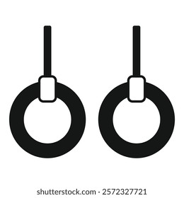 Vector illustration of black gymnastic rings icon isolated on a clean white background