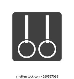 Vector illustration of black gymnastic rings icon on white background. Button.
