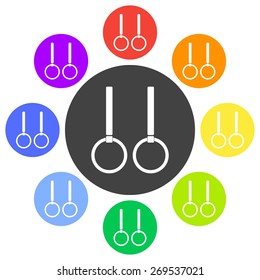 Vector illustration of black gymnastic rings icon on white background. Circle