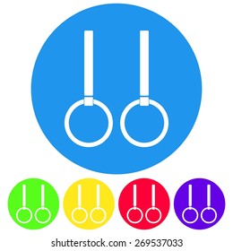 Vector illustration of black gymnastic rings icon on white background. Circle