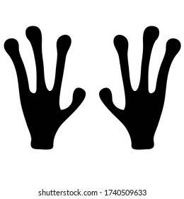 Vector illustration. The black hands  of an alien isolated on white. Hand drawn simple doodle clipart. Space and extraterrestrial theme. Ideal for poster, banner, cards.