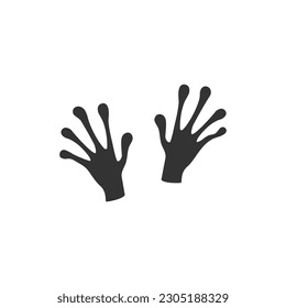 Vector illustration. The black hands of an alien isolated on white. Hand drawn simple doodle clipart. Space and extraterrestrial theme. Ideal for poster, banner, cards