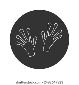 Vector illustration. The black hands of an alien line icon isolated on white. Hand drawn simple doodle clipart. Space and extraterrestrial theme. Ideal for poster, banner, cards