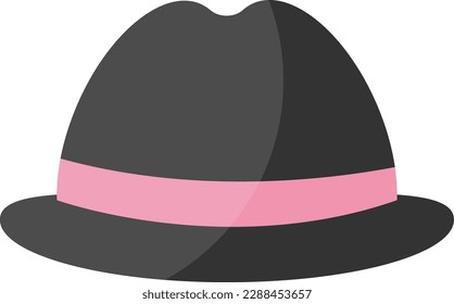 Vector illustration of a black hat. Classic and elegant hat. Fashion and beauty.
