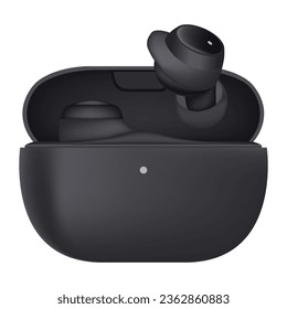 Vector illustration of Black headphones with a black case on a white background