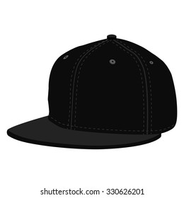 Vector illustration black hip hop or rapper baseball cap. Baseball cap icon