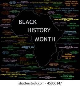 Vector Illustration for black history month including names, time periods and what each person did. See others in this series. Makes a great poster large print.