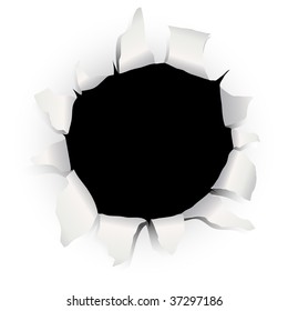 Vector Illustration - Black Hole Punched Through Paper.