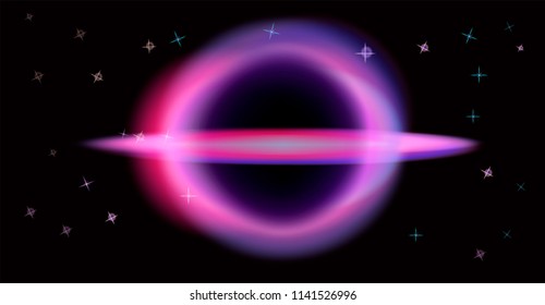 Vector illustration of black hole. Time and space deformation, compact three-dimensional hole.