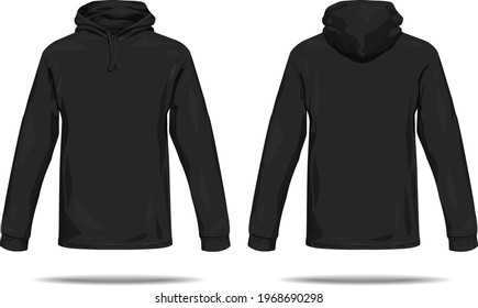 Vector illustration of black hoodie on white background.