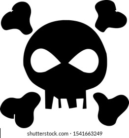 Vector illustration of a black human skull bone for Helloween