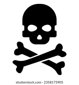 Vector Illustration of a black human skull. Logo and badge of a skull. 