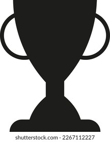 Vector illustration of black icon of award cup knob in sports championship. First place, champ. Trophy icon.