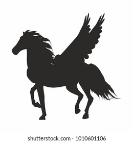 vector illustration of a black icon of pegasus