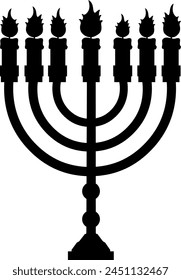 vector illustration black icon silhouette hebrew candelabrum cartoon with the candles