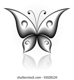Vector illustration of black icon simply butterfly