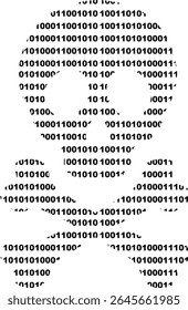 vector illustration black icon skeleton shape skull with crossbones, numbers 0 and 1 of binary system, in the concept of hacker and computer or technological virus software