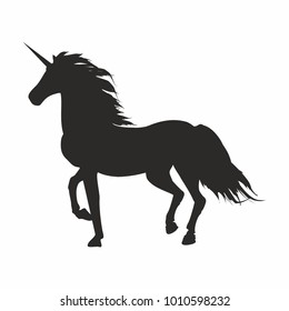 vector illustration with black icon of unicorn 