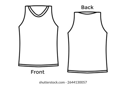 Ilustração vetorial de tinta preta desenhada à mão contorno de camisa, frente e trás