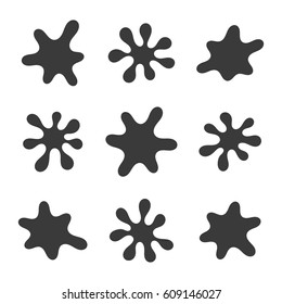 Vector illustration of black ink. Set of abstract black blots.