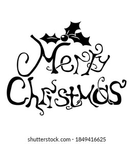 Vector illustration of black isolated text Christmas on white background. Simple flat style.