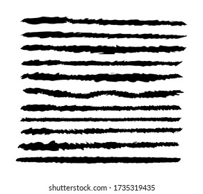 Vector illustration of a black jagged brush line on a white background