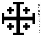 Vector illustration black Jerusalem cross. Cross of Knightly Order of the Holy Sepulchre of Jerusalem