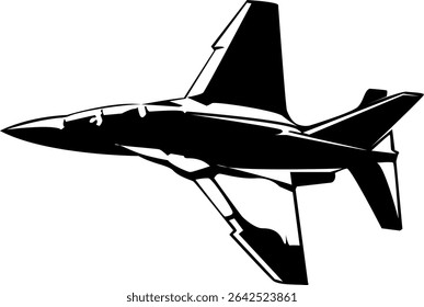 Ilustración vectorial de aviones de combate negros sobre el fondo blanco.
