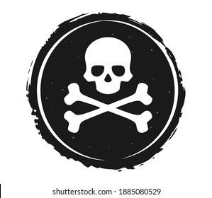 Vector Illustration Black label, pirate mark, Isolated on White Background.