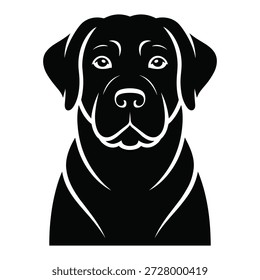 Vektorgrafik einer schwarzen Labrador Retriever Hundekopf Silhouette. Minimalistisches Hundegesichtssymbol, Logo oder Schablone einzeln auf weißem Hintergrund.