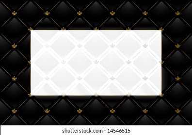 Vector illustration of black leather background with white and silver copy-space