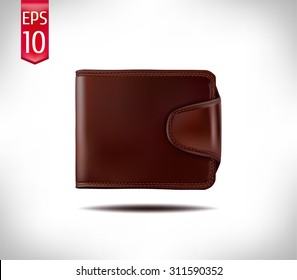 vector illustration. black leather wallet on a white background
