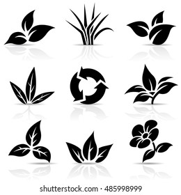 Vector Illustration of Black Leaves isolated on white