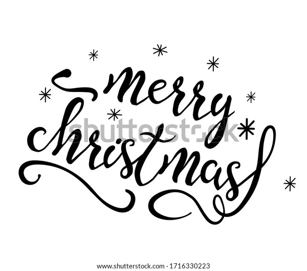 Vector Illustration Black Lettering Merry Christmas Stock Vector ...