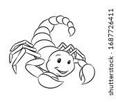Vector Illustration of Black Line Art of Scorpio Zodiac Sign isolated on a white background