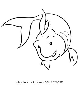 Ilustración vectorial del Arte de Línea Negra de Signo Zodiaco Piscis aislado en un fondo blanco