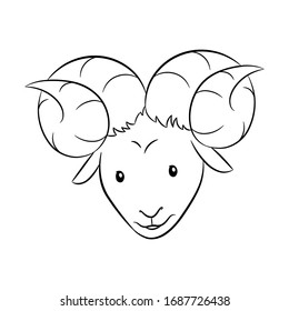 Vektorillustration Illustration of Black Line Art of Aries Zodiac Sign einzeln auf weißem Hintergrund