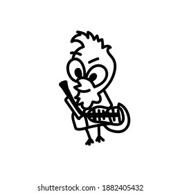 Vector illustration with black line hand drawn chiks
