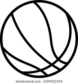 Vector illustration of a black line icon of a basketball. Sport and recreation.