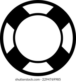 Vector illustration of black line icon of a circular life buoy. Rescue and salvage. Provide help.