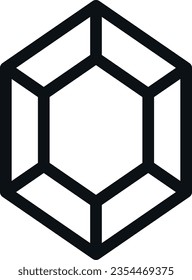 Vector illustration of black line icon of a jewel or diamond.