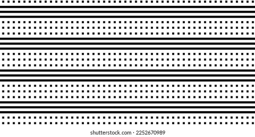 Vector illustration of black line and square on white color background. Design of line and shape seamless pattern for web, site, banner, poster, print