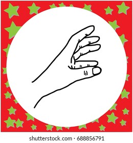 vector illustration black lines of hand gesture grabbing, isolated on white background