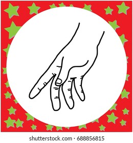 vector illustration black lines of hand gesture holding, isolated on white background