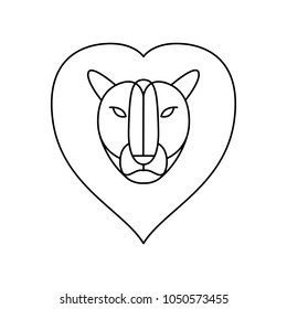 vector illustration. black lines, the head of a lion, the logo, tattoo.