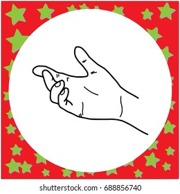 vector illustration black lines of left hand gesture offering to help, isolated on white background