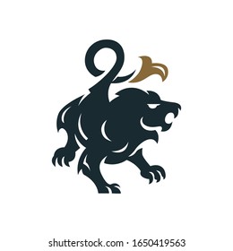 Vector illustration of black lion for heraldry or tattoo. Vintage design heraldic symbols and elements