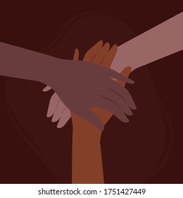 Vector Illustration | Black Lives Matter -Hands United Against Racism