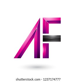Vector Illustration of Black and Magenta Glossy Letters of A and F isolated on a White Background