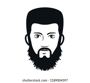 Vector Illustration Of Black Male Character With Straight Hair With Long Beard.